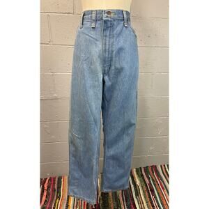 Vtg 1970s Wrangler Light Wash Boot Cut Double Loop Western Jeans Workwear 38x30